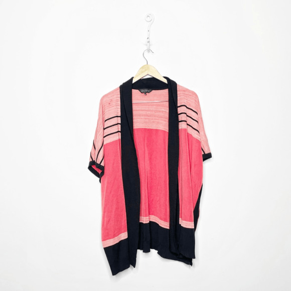 MING WANG Ombre Stripe Soft Knit Kimono Jacket pink acrylic open front WOMENS XL - Picture 1 of 6